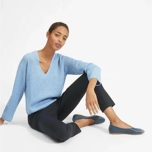 Everlane cashmere ribbed V-neck in light blue heather sweater
